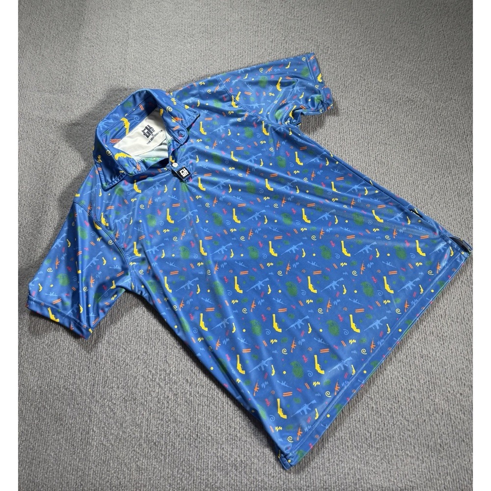Greater‎ Half Shirt Mens Medium Blue GH Miltary Performance Stretch Golf Polo